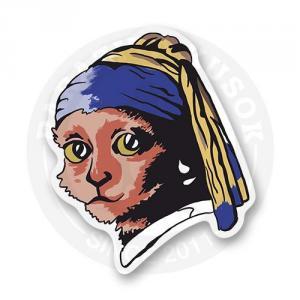 Стикер "Кошка с жемчужной сережкой"