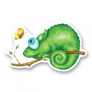 Хамелеон и бабочка. Акварель