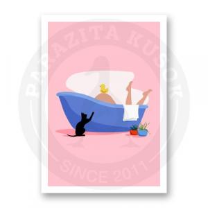 Открытка Девушка принимает ванну