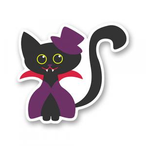Черный кот в костюме вампира