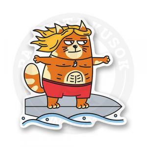 Стикер "Котик серфер"
