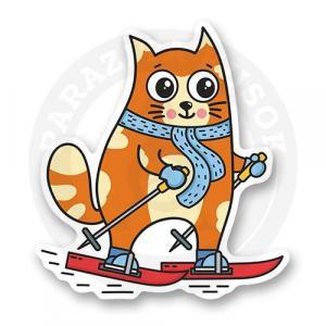 Стикер "Котик лыжник"