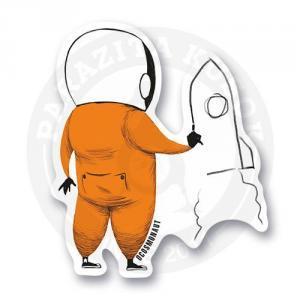 Стикер "Космонавт рисует ракету"