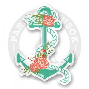 Стикер «Якорь и цветы»
