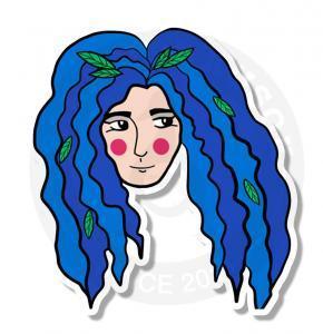Sticker blue hair like blue sky