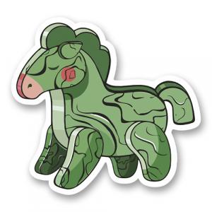 Деревянная детская игрушка Зелёная лошадка
