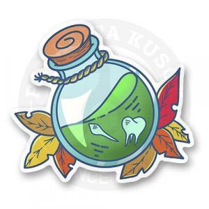 Стикер «Колба с зубами»