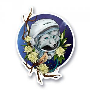 Стикер Лиса космонавт
