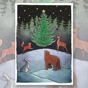Открытка "Christmas in animals"