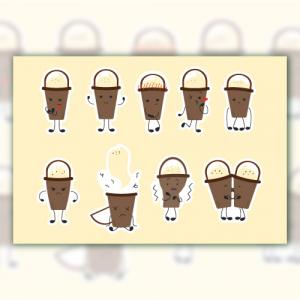 Стикерпак Стакан кофе с разными эмоциями