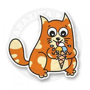 Стикер "Рыжий котик с мороженым"