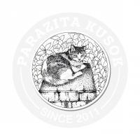 кот клубок ч/б