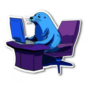Стикер — Тюлень работает