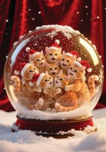 Новогодняя открытка с котиками