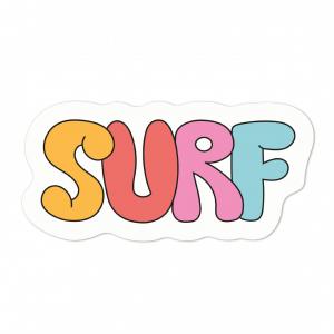 Яркий стикер с надписью SURF