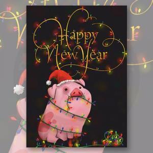 Открытка "Waddles" / "Happy New Year"
