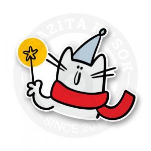 Стикер «Котик с волшебной палочкой»