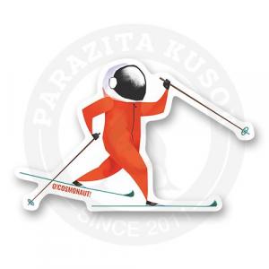 Стикер "Космонавт на лыжах"