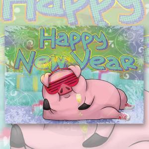 Открытка "Waddles Happy New Year"