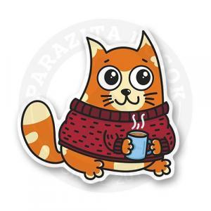 Стикер "Котик с чайком"