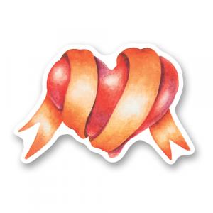 Сердце и оранжевая лента. Акварель