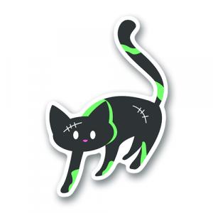 Черный кот в костюме зомби