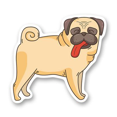 Стикер "Улыбчивый мопсик с красным языком"
