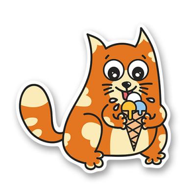 Стикер "Рыжий котик с мороженым"