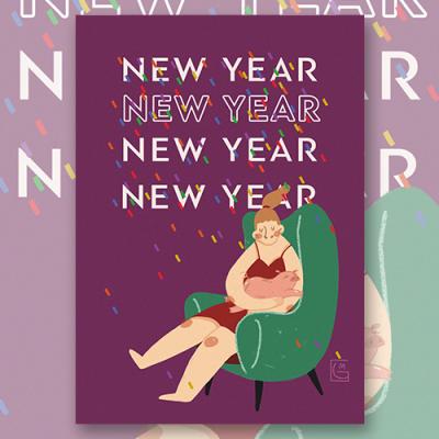 Стикер "new year!"