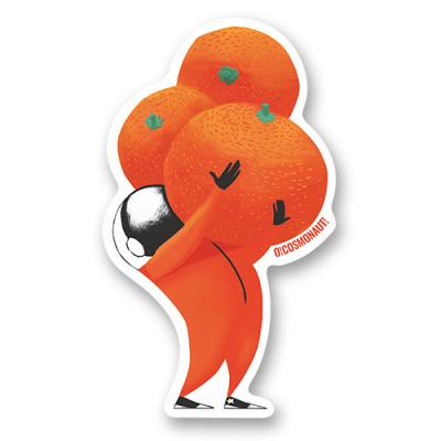 Стикер "Космонавт с мандаринами"