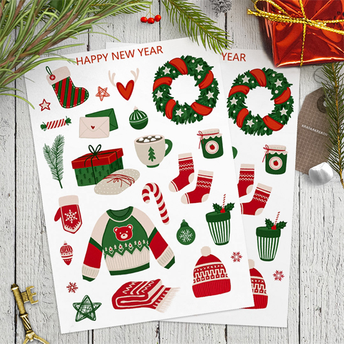 Новогодние наклейки