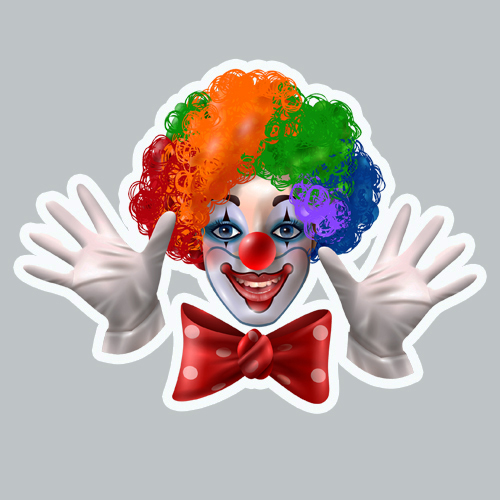 Эмодзи клоуна закон. Клоун стикер. Стикеры клоуни Пигги. Купить стикер с клоуном.