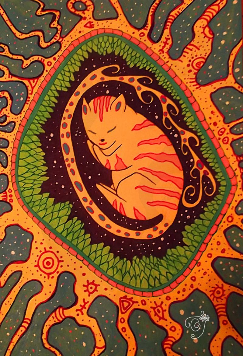 Стикер кошачий сон