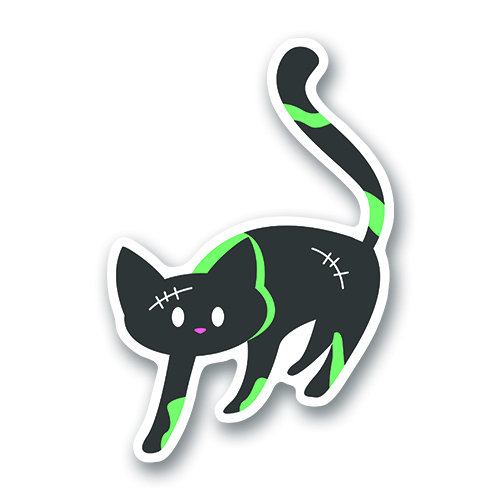 Черный кот в костюме зомби
