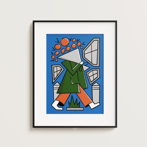 Poster "Man with a bouquet"