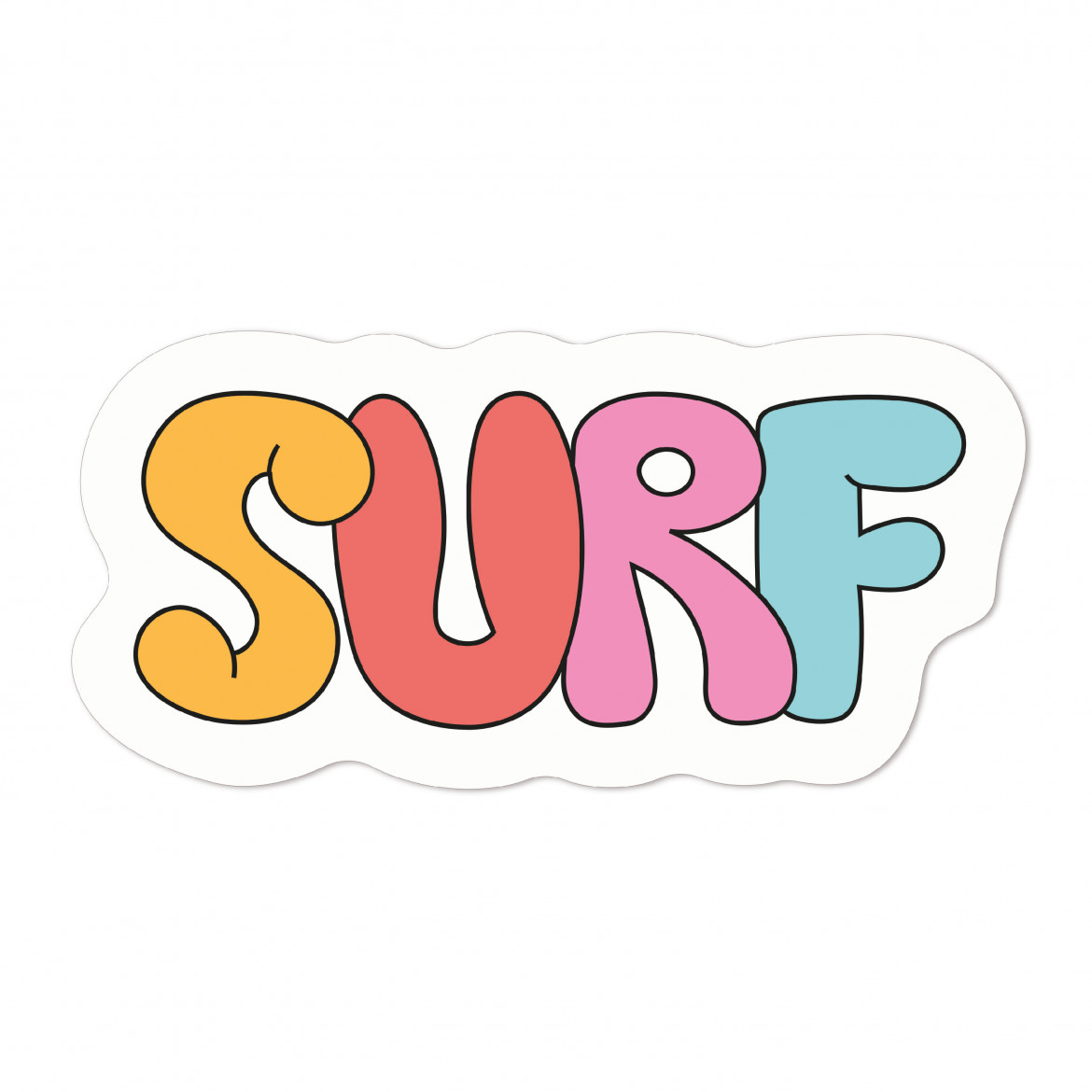Яркий стикер с надписью SURF