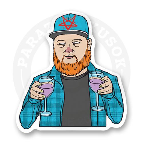 Стикер "Рыжебородый парень с бокалами"