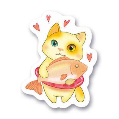 Стикер "Котик с рыбкой"