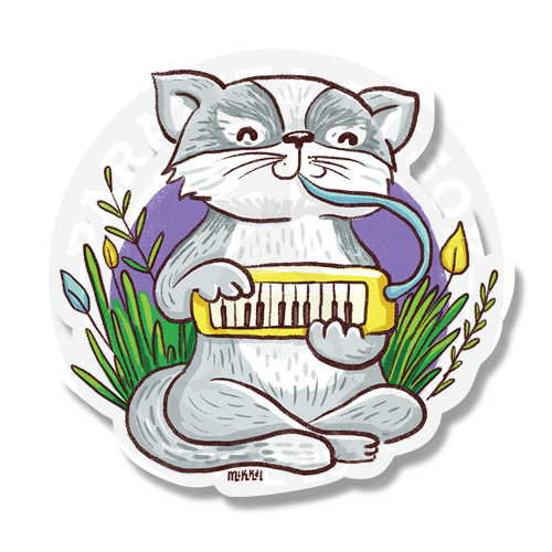Кот с мелодикой