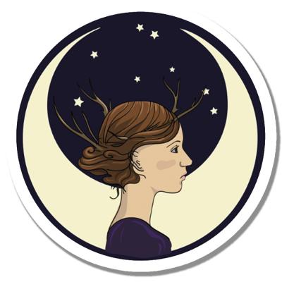 Стикер Девушка луна