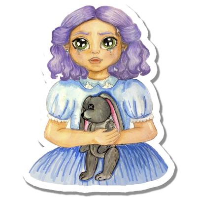 Стикер Девочка с зайчиком