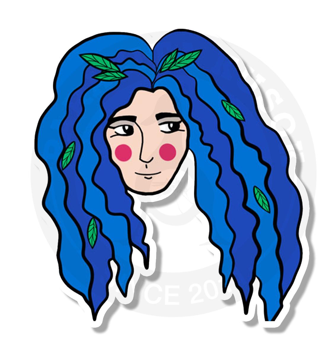 Sticker blue hair like blue sky