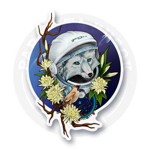 Стикер Лиса космонавт