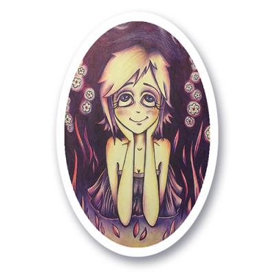 Стикер Девочка и цветы