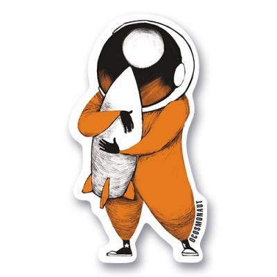 Стикер Космонавт обнимает ракету
