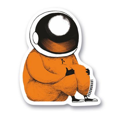 Стикер "Космонавт обнимает коленки"