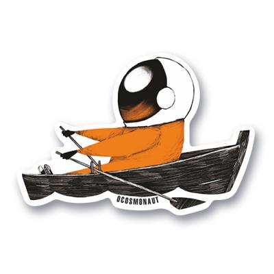 Стикер Космонавт в лодке