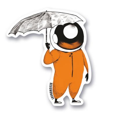 Стикер Космонавт с зонтом
