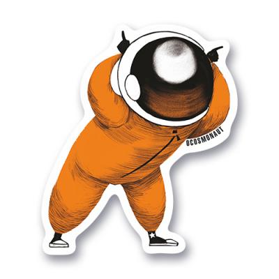 Стикер &laquo;Космонавт показывает рожки&raquo;