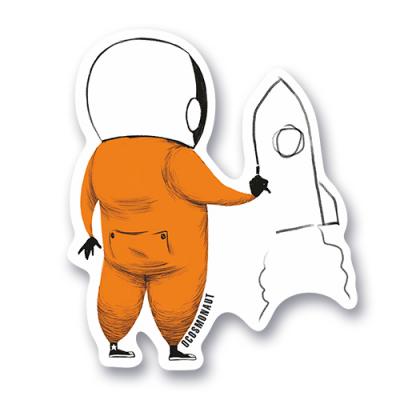 Стикер "Космонавт рисует ракету"